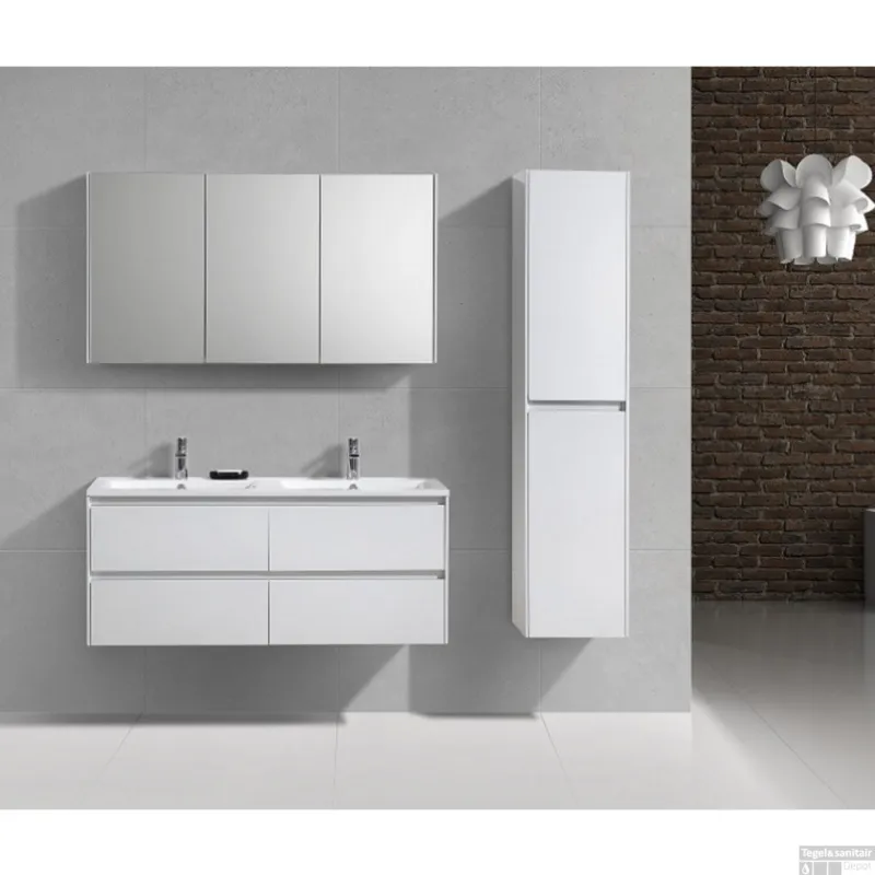 Superprijs Badkamermeubelset Sanimar Murcia 120 cm Inclusief Spiegelkast Wit