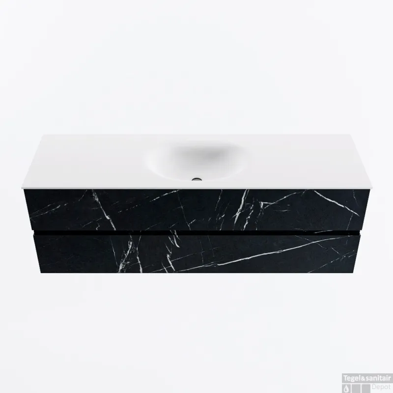 Nieuw MONDIAZ VICA 150cm badmeubel onderkast Marquina 2 lades. Wastafel MOON midden 1 kraangat, kleur Talc.