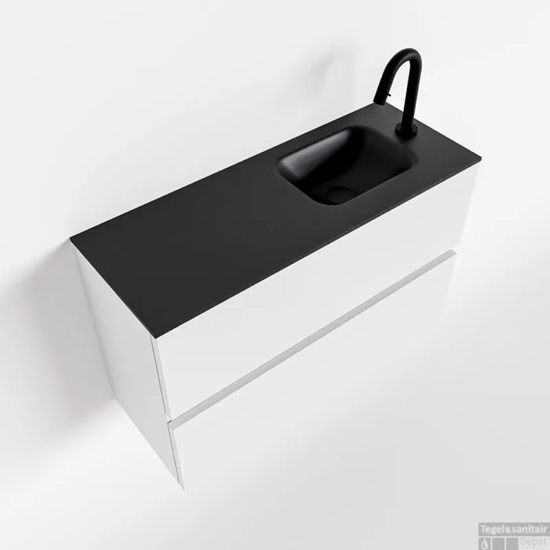 MONDIAZ ADA 80cm toiletmeubel talc. LEX wastafel urban rechts 1 kraangat Merkproduct