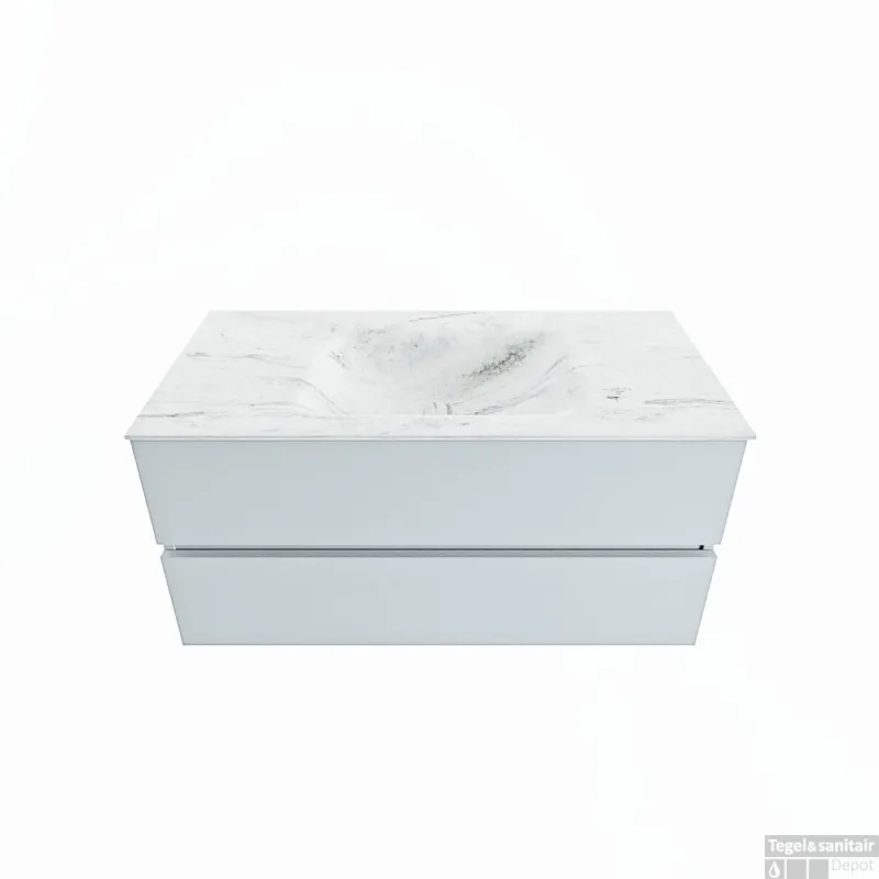 MONDIAZ VICA-DLUX 100cm badmeubel onderkast Clay 2 lades. Inbouw wastafel CLOUD midden 1 kraangat, kleur Opalo. Koopje