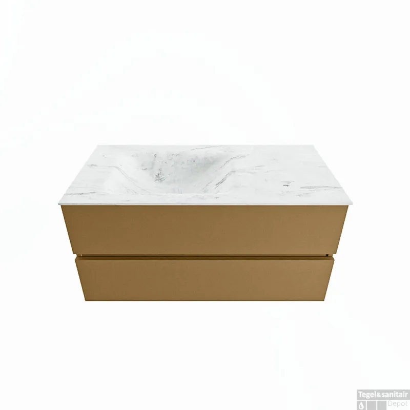 Favoriet MONDIAZ VICA-DLUX 100cm badmeubel onderkast Oro 2 lades. Inbouw wastafel CLOUD links zonder kraangat, kleur Opalo.