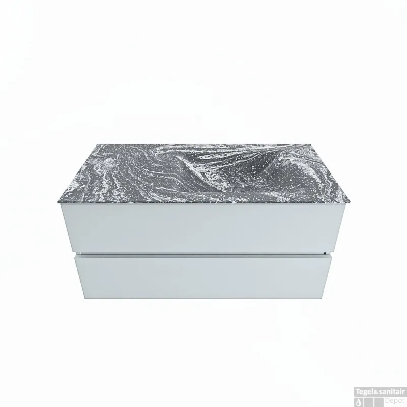 Veilige Betaling MONDIAZ VICA-DLUX 100cm badmeubel onderkast Clay 2 lades. Inbouw wastafel CLOUD rechts zonder kraangat, kleur Lava.