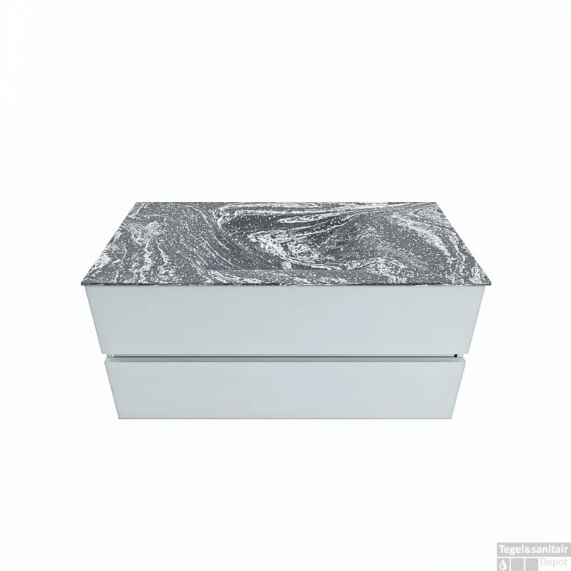 MONDIAZ VICA-DLUX 100cm badmeubel onderkast Clay 2 lades. Inbouw wastafel CLOUD midden 1 kraangat, kleur Lava. Must-Have