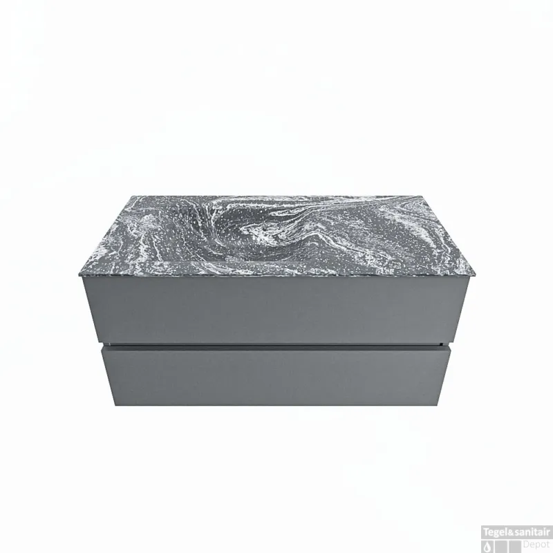 Bestel Nu MONDIAZ VICA-DLUX 100cm badmeubel onderkast Plata 2 lades. Inbouw wastafel CLOUD links 1 kraangat, kleur Lava.