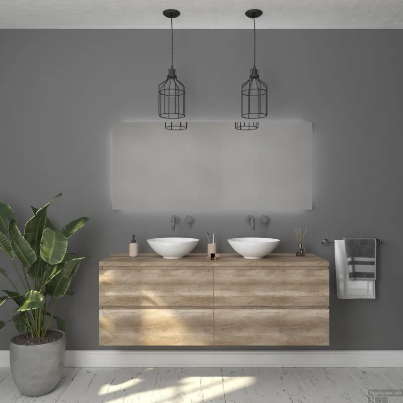 Badkamermeubelset Gliss Zeus 180 cm Oud Grijs Eiken Met Waskom Superprijs