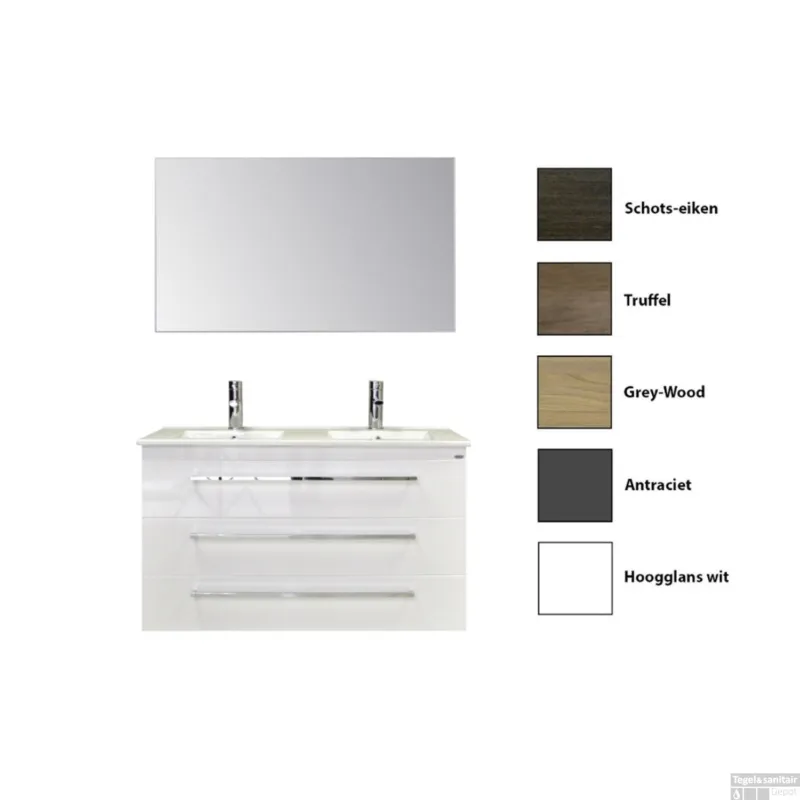 Badkamermeubelset Sanicare Q1 Drie Soft-Close Laden 120 cm (alle kleuren, spiegel optioneel) Express Levering
