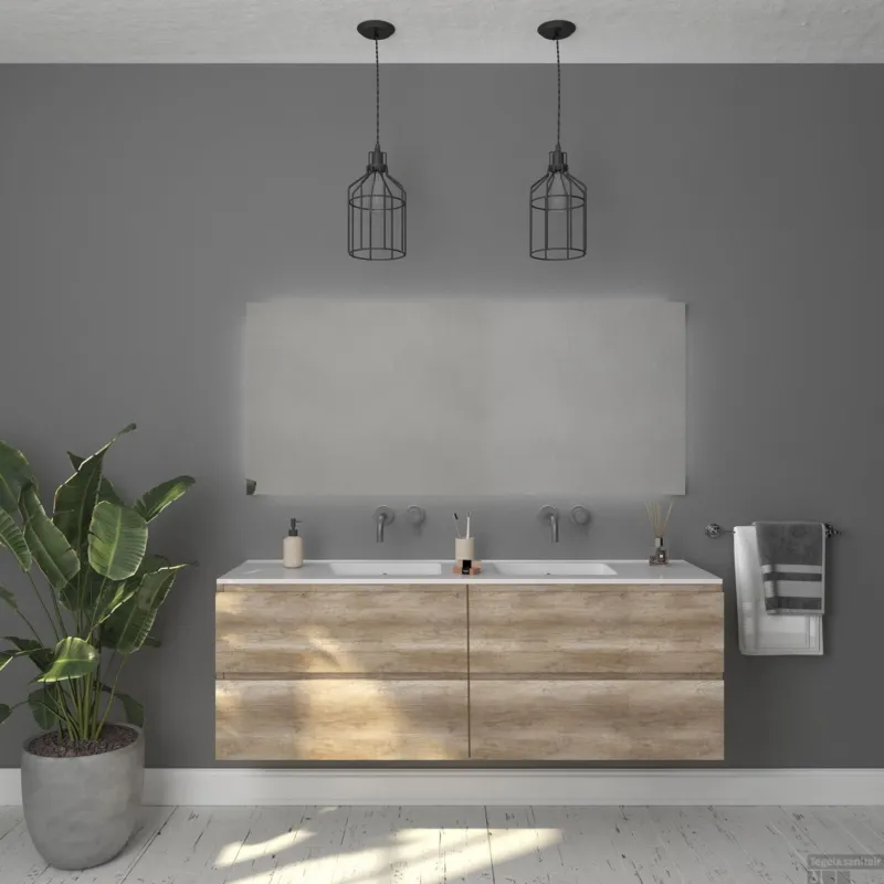 Snelle Levering Badkamermeubelset Gliss Zeus 200 cm Oud Grijs Eiken