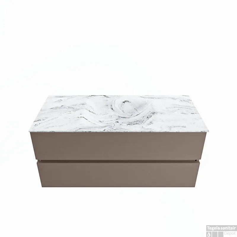 Betrouwbaar MONDIAZ VICA-DLUX 110cm badmeubel onderkast Smoke 2 lades. Inbouw wastafel CLOUD midden 1 kraangat, kleur Glace.
