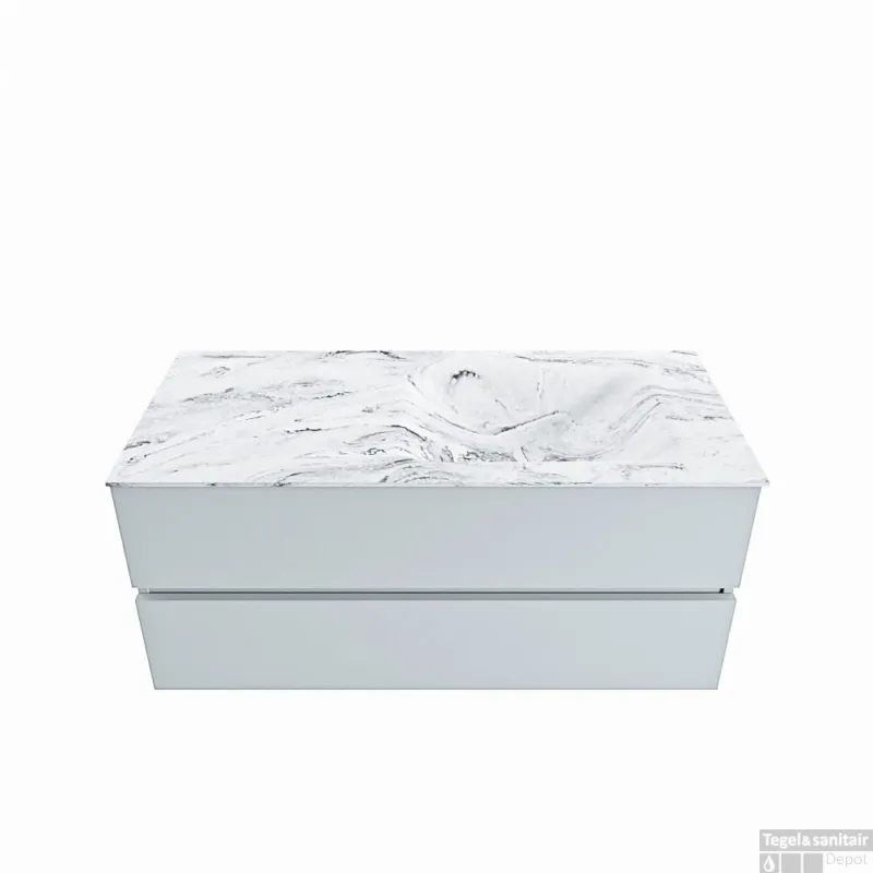 Populair MONDIAZ VICA-DLUX 110cm badmeubel onderkast Clay 2 lades. Inbouw wastafel CLOUD rechts 1 kraangat, kleur Glace.