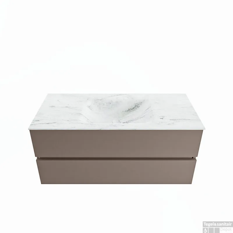 Meest Verkocht MONDIAZ VICA-DLUX 110cm badmeubel onderkast Smoke 2 lades. Inbouw wastafel CLOUD midden 1 kraangat, kleur Opalo.