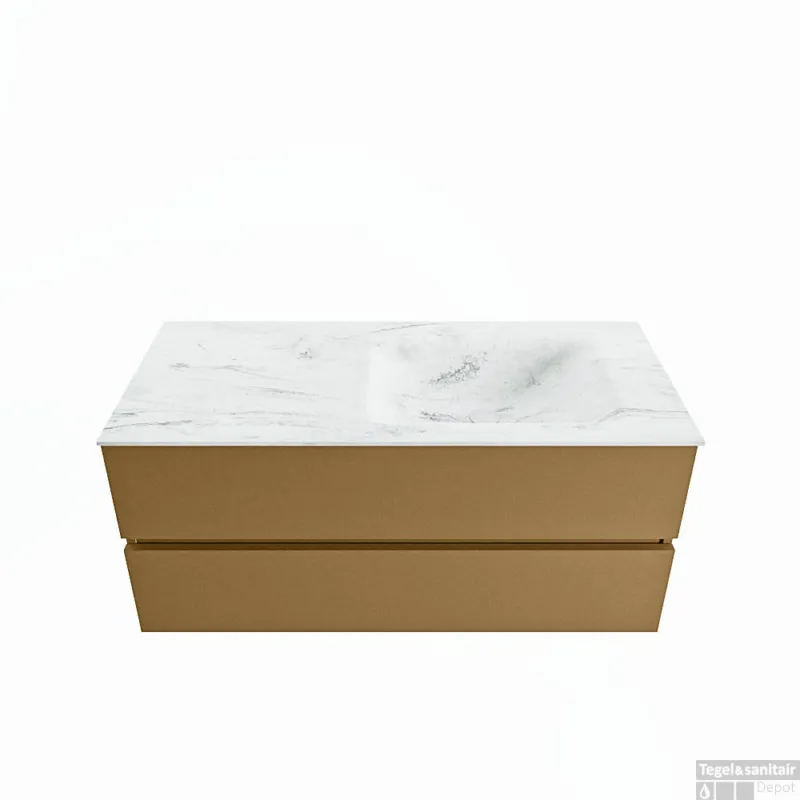 Dagaanbieding MONDIAZ VICA-DLUX 110cm badmeubel onderkast Oro 2 lades. Inbouw wastafel CLOUD rechts zonder kraangat, kleur Opalo.