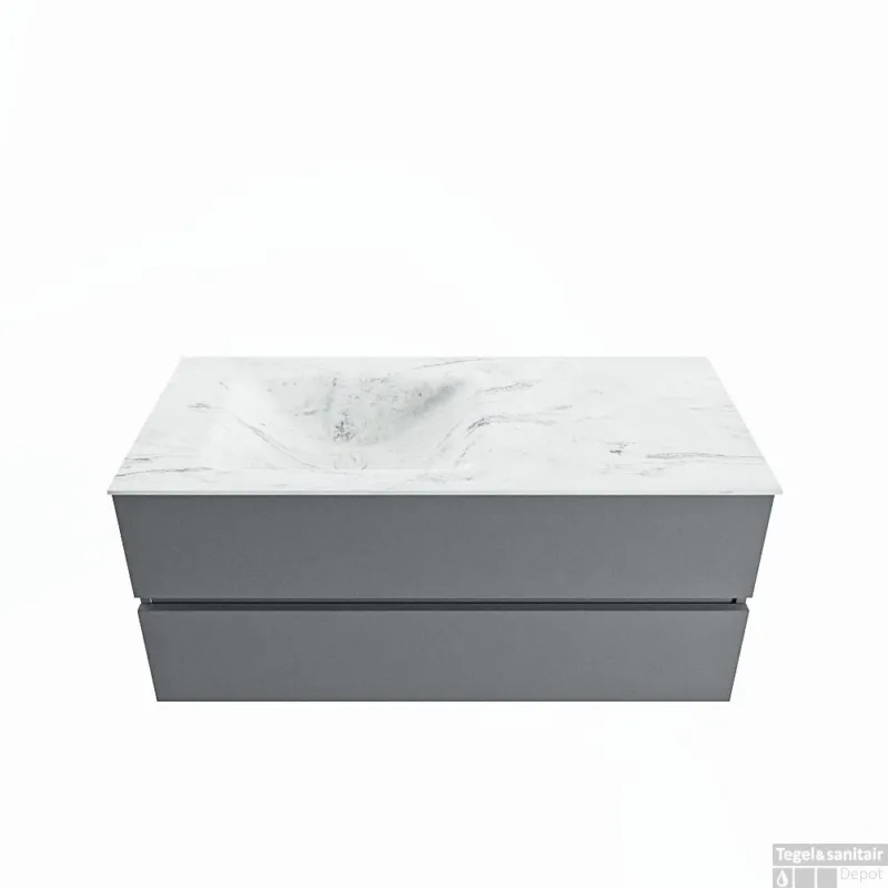 MONDIAZ VICA-DLUX 110cm badmeubel onderkast Plata 2 lades. Inbouw wastafel CLOUD links 1 kraangat, kleur Opalo. Voordeelprijs