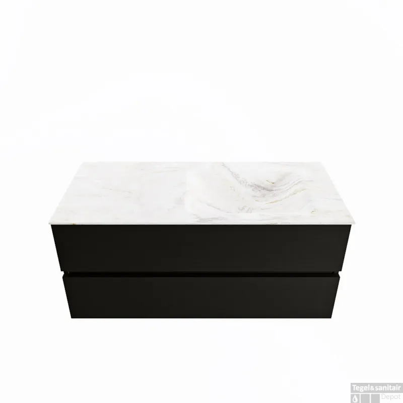 Flitsaanbieding MONDIAZ VICA-DLUX 110cm badmeubel onderkast Urban 2 lades. Inbouw wastafel CLOUD rechts 1 kraangat, kleur Ostra.