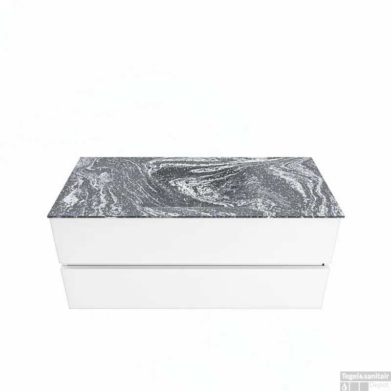 MONDIAZ VICA-DLUX 110cm badmeubel onderkast Talc 2 lades. Inbouw wastafel CLOUD midden 1 kraangat, kleur Lava. Meest Verkocht