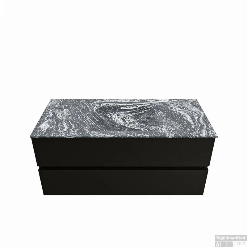 Populair MONDIAZ VICA-DLUX 110cm badmeubel onderkast Urban 2 lades. Inbouw wastafel CLOUD midden zonder kraangat, kleur Lava.