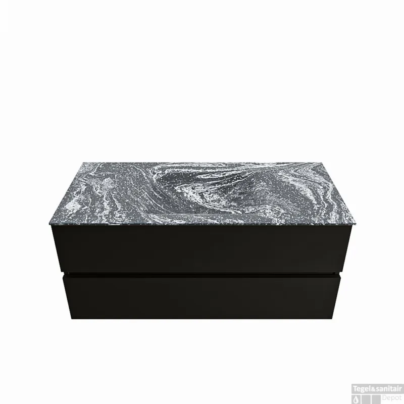 MONDIAZ VICA-DLUX 110cm badmeubel onderkast Urban 2 lades. Inbouw wastafel CLOUD midden 1 kraangat, kleur Lava. Snelle Levering