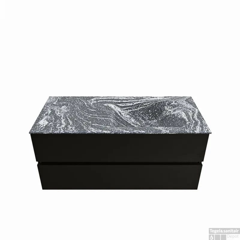 Bestseller MONDIAZ VICA-DLUX 110cm badmeubel onderkast Urban 2 lades. Inbouw wastafel CLOUD rechts 1 kraangat, kleur Lava.