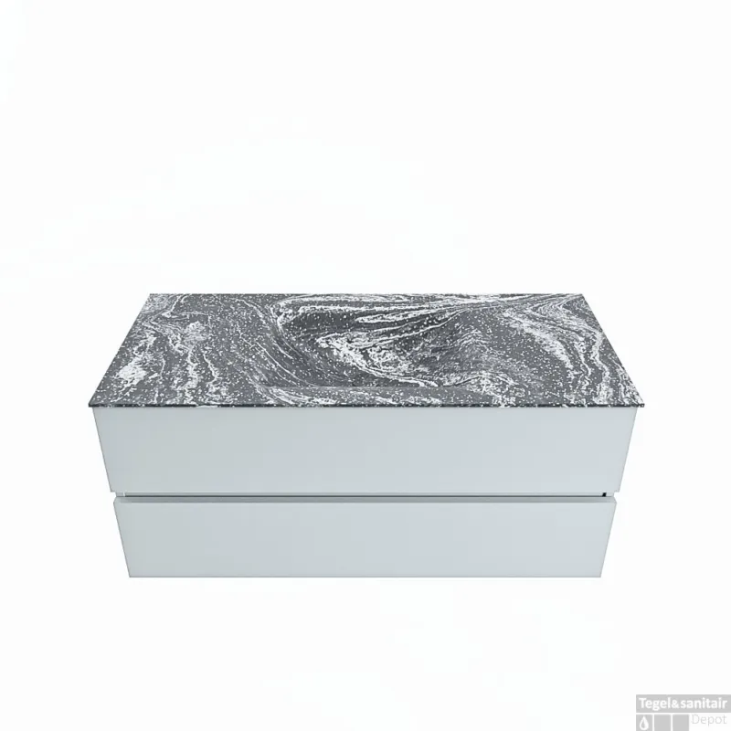 MONDIAZ VICA-DLUX 110cm badmeubel onderkast Clay 2 lades. Inbouw wastafel CLOUD midden 1 kraangat, kleur Lava. Voordeelprijs