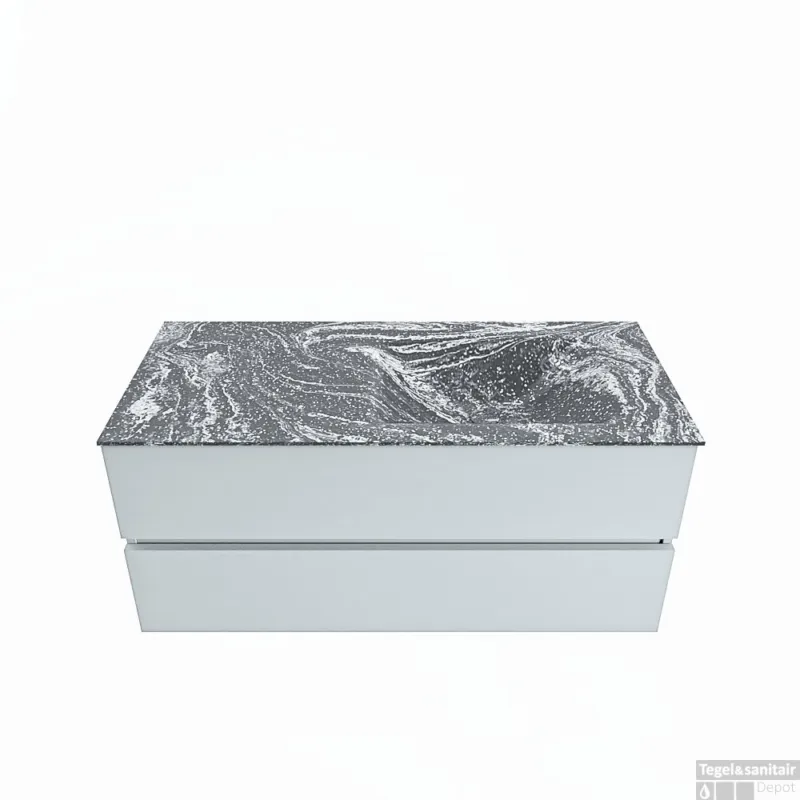 Favoriet MONDIAZ VICA-DLUX 110cm badmeubel onderkast Clay 2 lades. Inbouw wastafel CLOUD rechts 1 kraangat, kleur Lava.