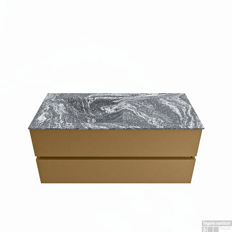 Betrouwbaar MONDIAZ VICA-DLUX 110cm badmeubel onderkast Oro 2 lades. Inbouw wastafel CLOUD links 1 kraangat, kleur Lava.