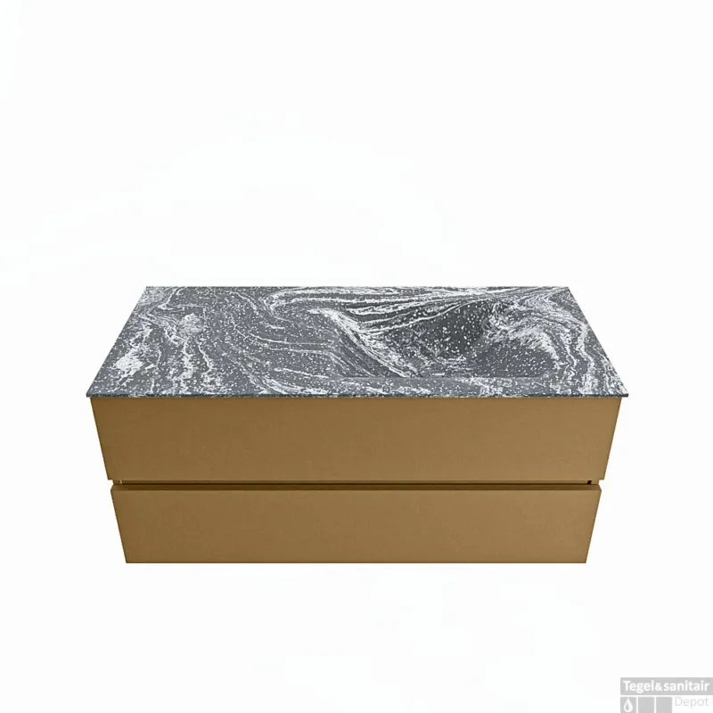 MONDIAZ VICA-DLUX 110cm badmeubel onderkast Oro 2 lades. Inbouw wastafel CLOUD rechts 1 kraangat, kleur Lava. Favoriet
