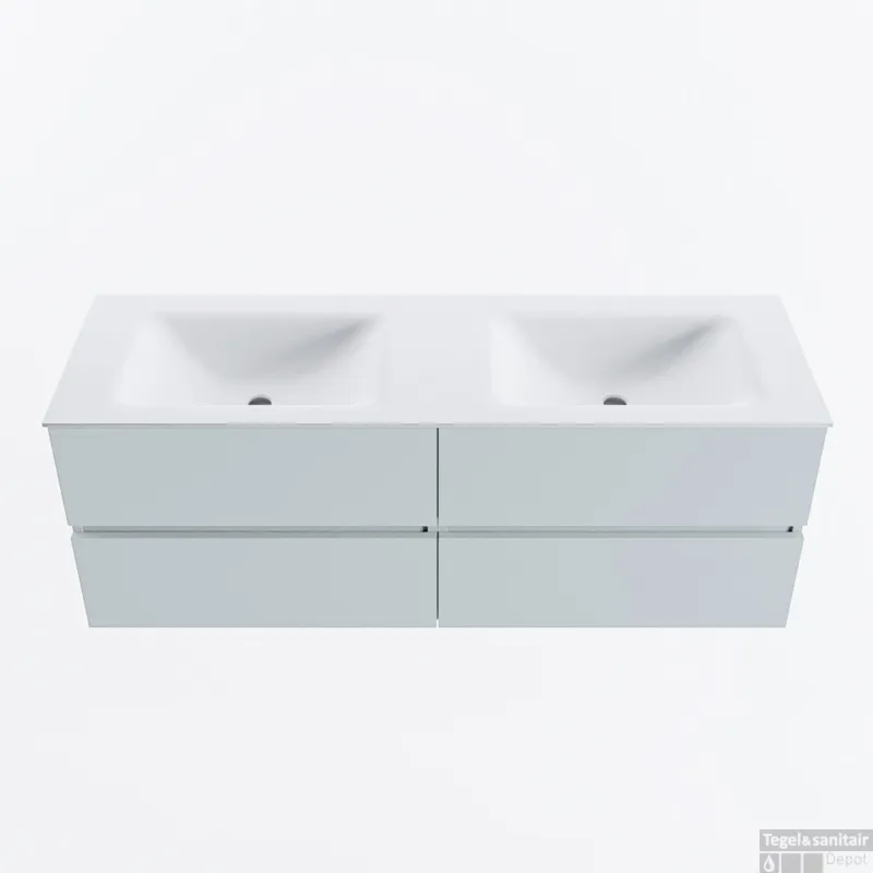 Dagaanbieding MONDIAZ VICA 140cm badmeubel onderkast Clay 4 lades. Wastafel CLOUD dubbel 2 kraangaten, kleur Talc.