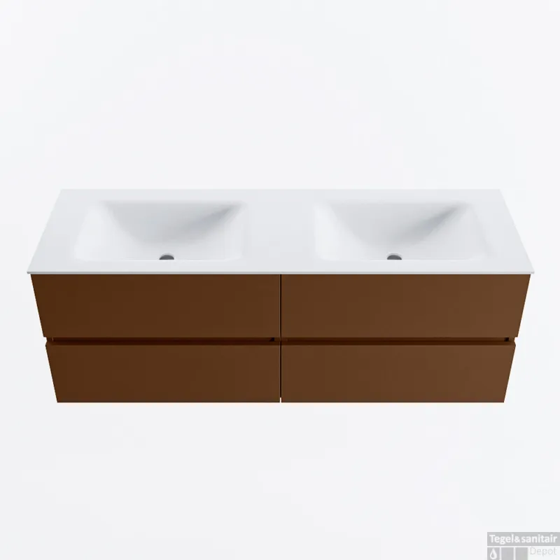 Betrouwbaar MONDIAZ VICA 140cm badmeubel onderkast Rust 4 lades. Wastafel CLOUD dubbel 2 kraangaten, kleur Talc.