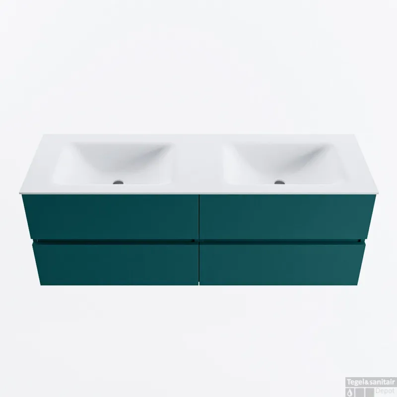 Shop Nu MONDIAZ VICA 140cm badmeubel onderkast Smag 4 lades. Wastafel CLOUD dubbel 2 kraangaten, kleur Talc.