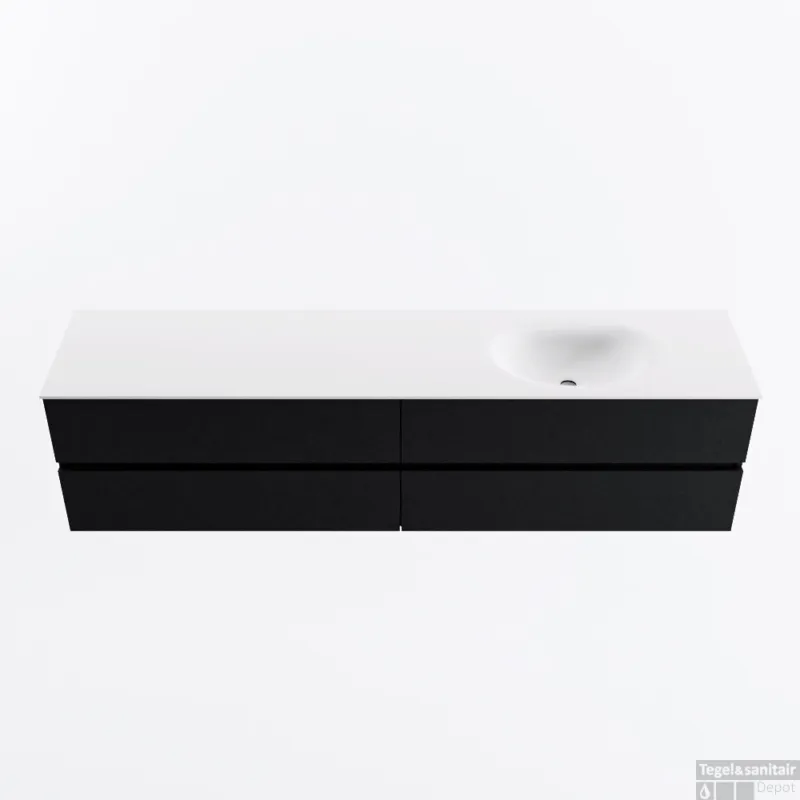 MONDIAZ VICA 200cm badmeubel onderkast Urban 4 lades. Wastafel MOON rechts zonder kraangat, kleur Talc. Exclusieve Aanbieding