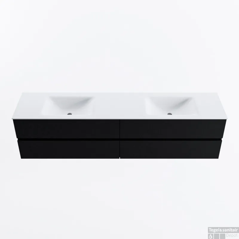 Nieuw MONDIAZ VICA 200cm badmeubel onderkast Urban 4 lades. Wastafel CLOUD dubbel 2 kraangaten, kleur Talc.