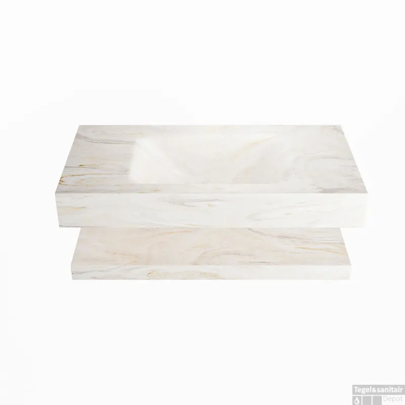 Tijdelijk Beschikbaar MONDIAZ ALAN-DLUX 90cm planchet Ostra. Vrijhangende wastafel CLOUD midden zonder kraangat, kleur Ostra.