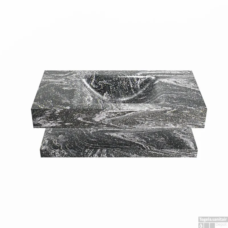 Snelle Levering MONDIAZ ALAN-DLUX 90cm planchet Lava. Vrijhangende wastafel CLOUD midden zonder kraangat, kleur Lava.