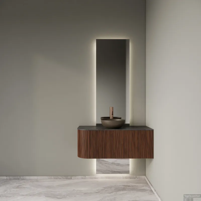 Laatste Versie Badkamermeubelset Gliss Design Alluro 100 cm Rechts Walnut