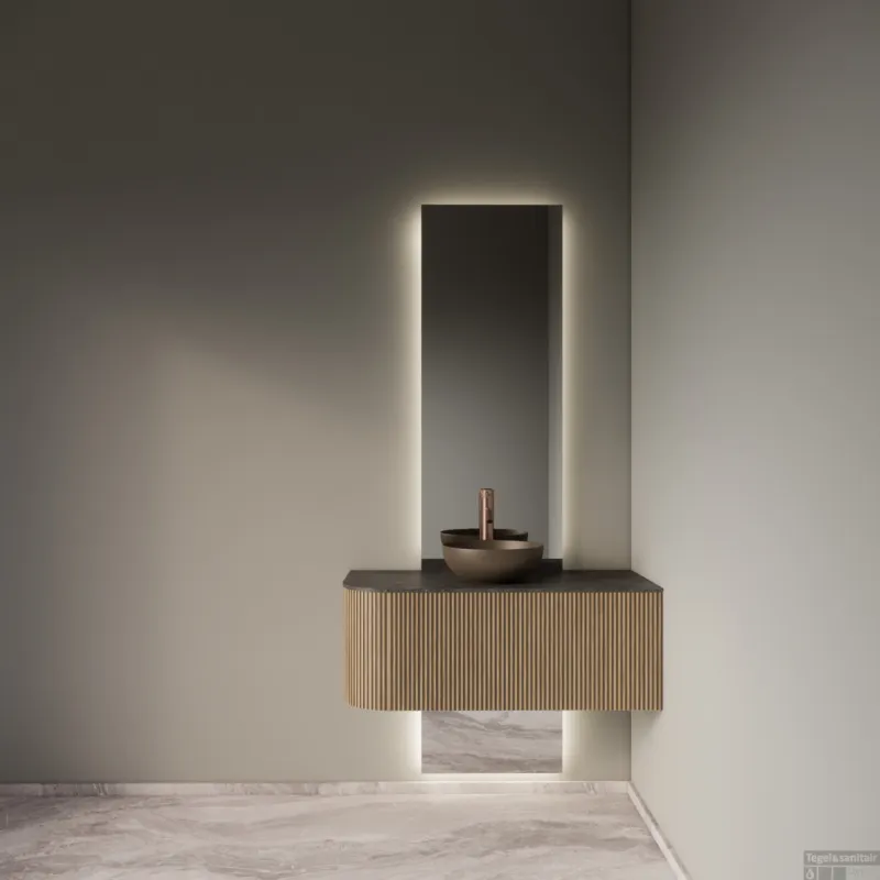 Tijdelijk Beschikbaar Badkamermeubelset Gliss Design Alluro 100 cm Rechts Mist