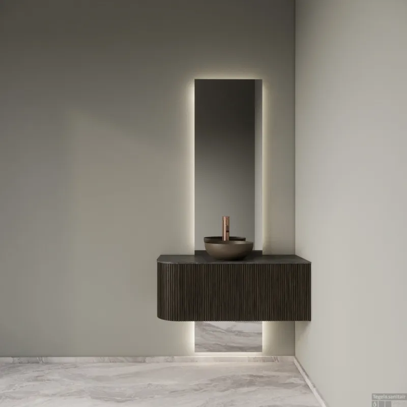 Badkamermeubelset Gliss Design Alluro 100 cm Rechts Charcoal Actieprijs