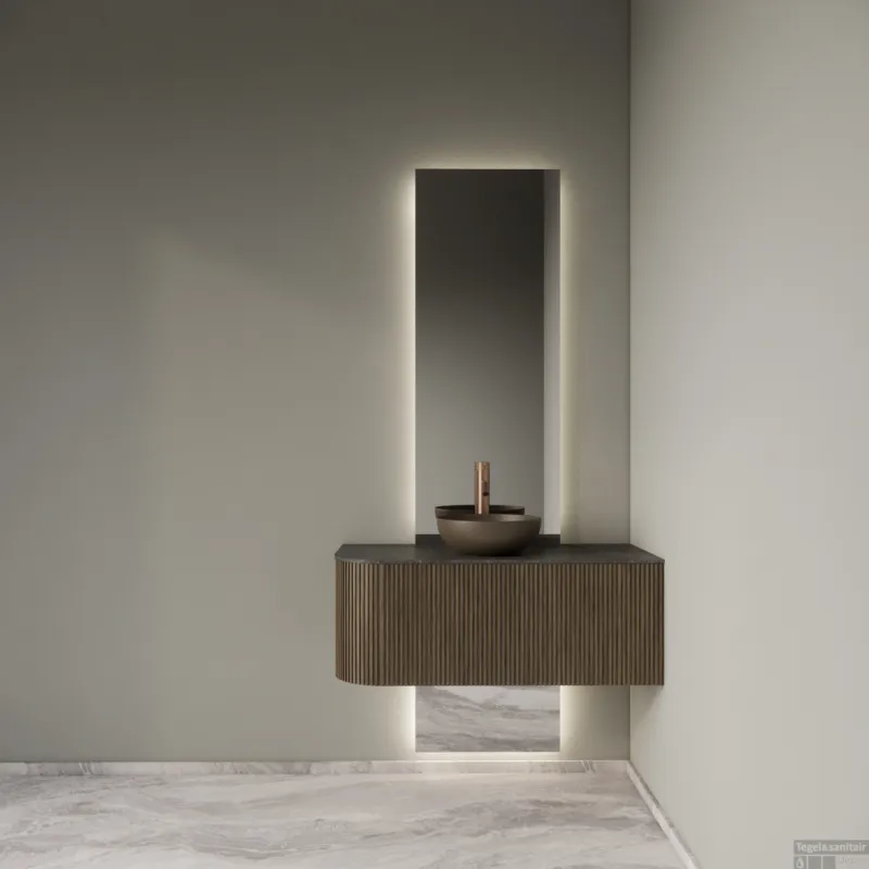 Badkamermeubelset Gliss Design Alluro 100 cm Rechts Ash Grey Snelle Levering