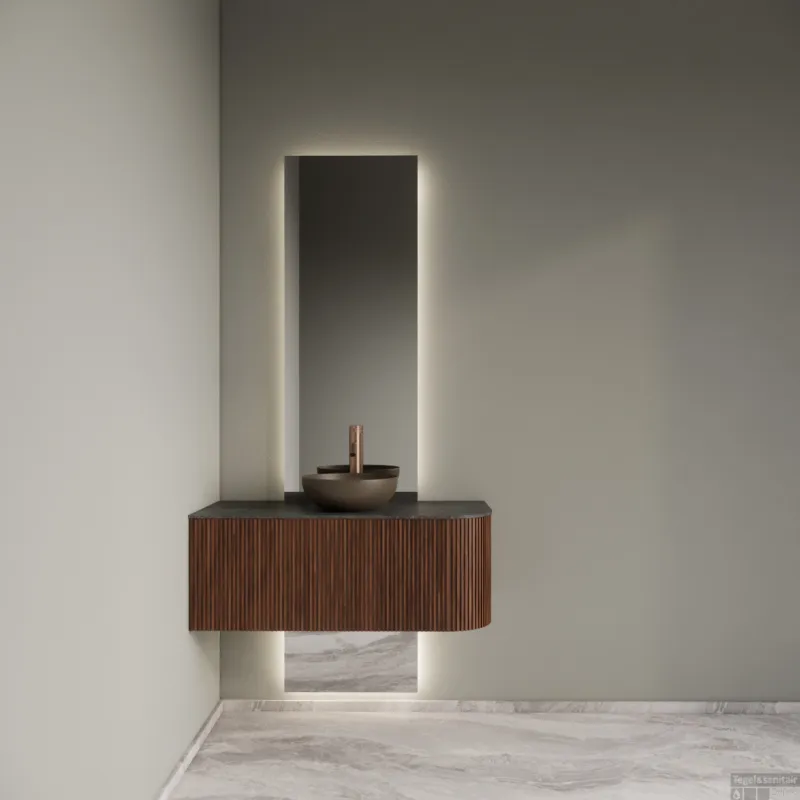 Badkamermeubelset Gliss Design Alluro 100 cm Links Walnut Alleen Vandaag