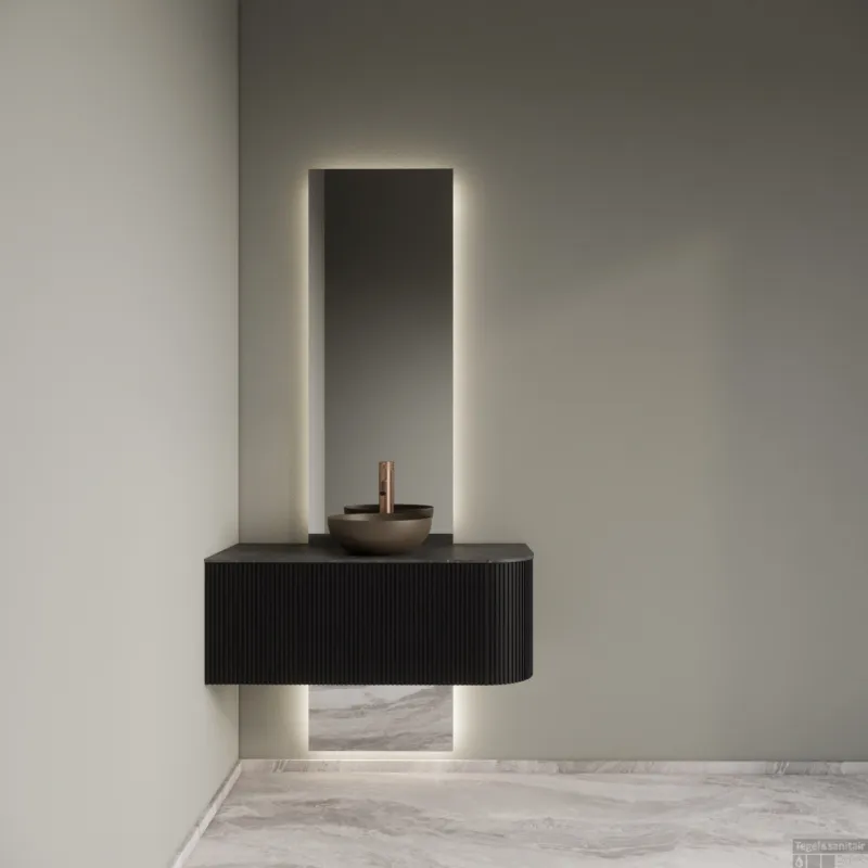 Favoriet Badkamermeubelset Gliss Design Alluro 100 cm Links Black Veneer