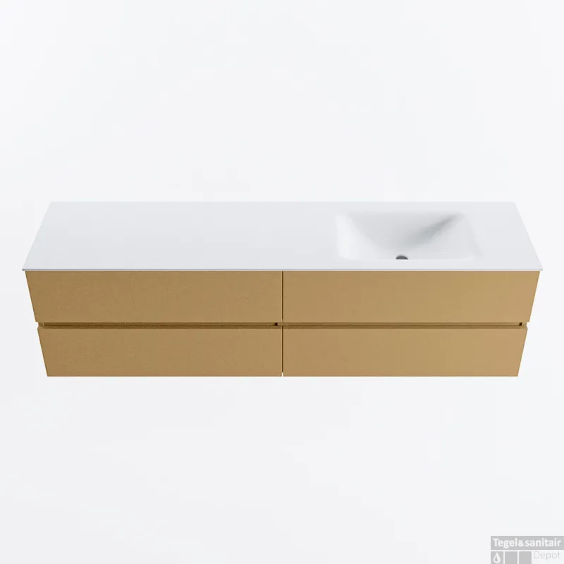 Meest Verkocht MONDIAZ VICA 180cm badmeubel onderkast Oro 4 lades. Wastafel CLOUD rechts 1 kraangat, kleur Talc.