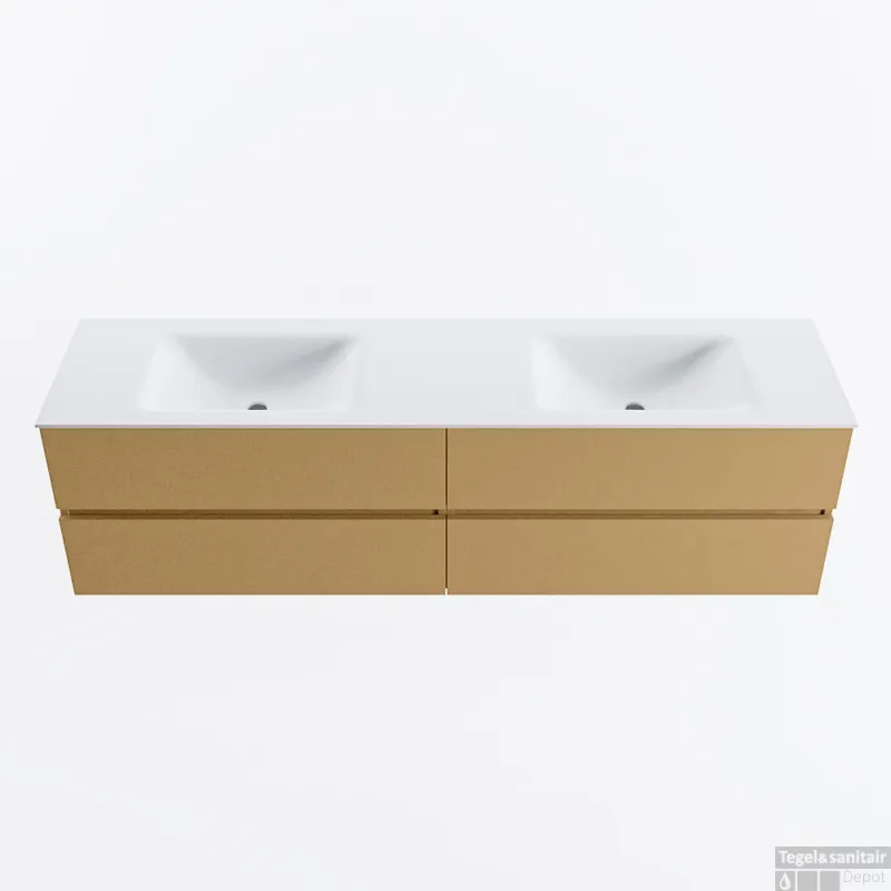 MONDIAZ VICA 180cm badmeubel onderkast Oro 4 lades. Wastafel CLOUD dubbel zonder kraangat, kleur Talc. Premium