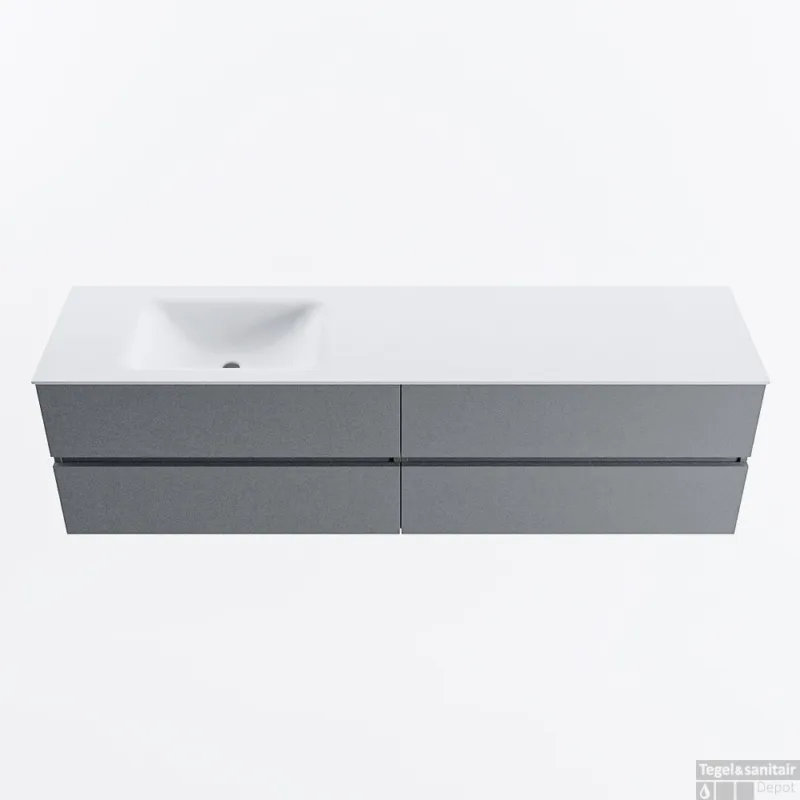 Veilige Betaling MONDIAZ VICA 180cm badmeubel onderkast Plata 4 lades. Wastafel CLOUD links 1 kraangat, kleur Talc.