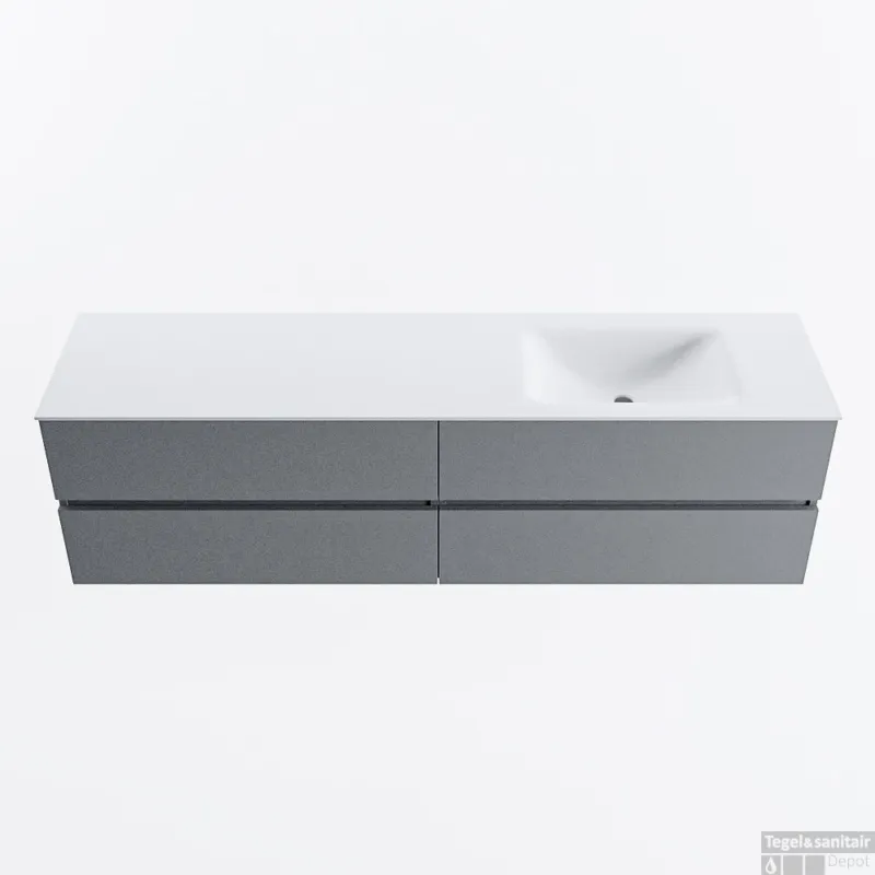 Laatste Versie MONDIAZ VICA 180cm badmeubel onderkast Plata 4 lades. Wastafel CLOUD rechts 1 kraangat, kleur Talc.
