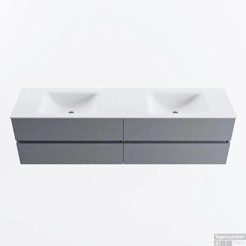 MONDIAZ VICA 180cm badmeubel onderkast Plata 4 lades. Wastafel CLOUD dubbel 2 kraangaten, kleur Talc. Bestel Nu