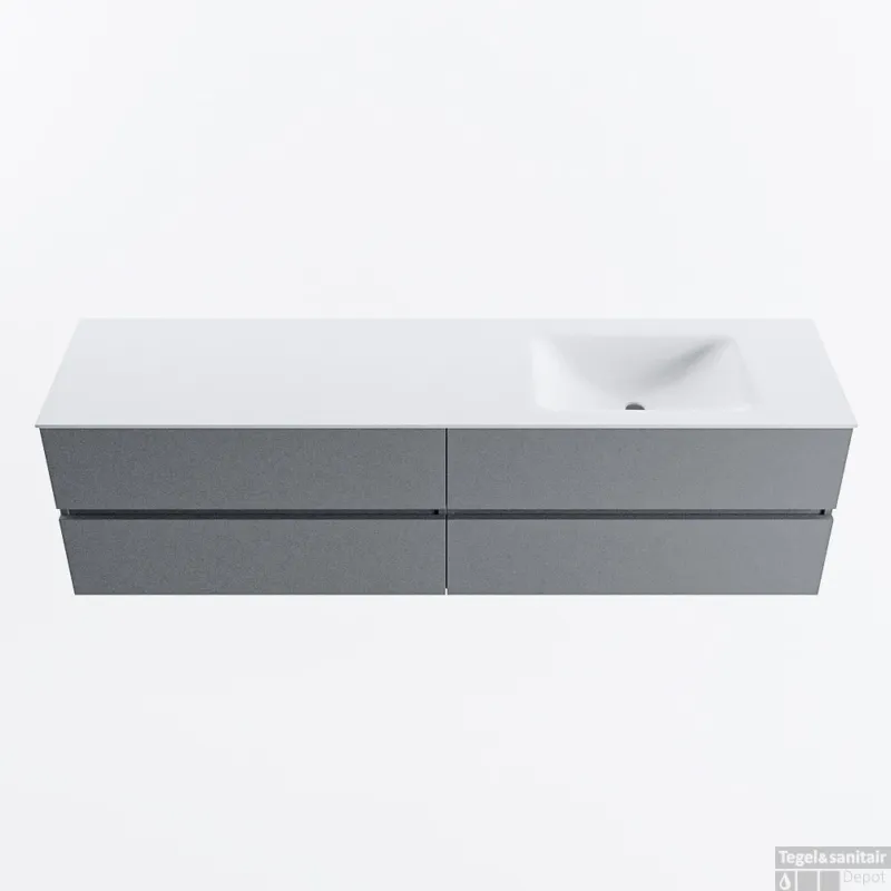 Beste Prijs MONDIAZ VICA 180cm badmeubel onderkast Plata 4 lades. Wastafel CLOUD rechts zonder kraangat, kleur Talc.