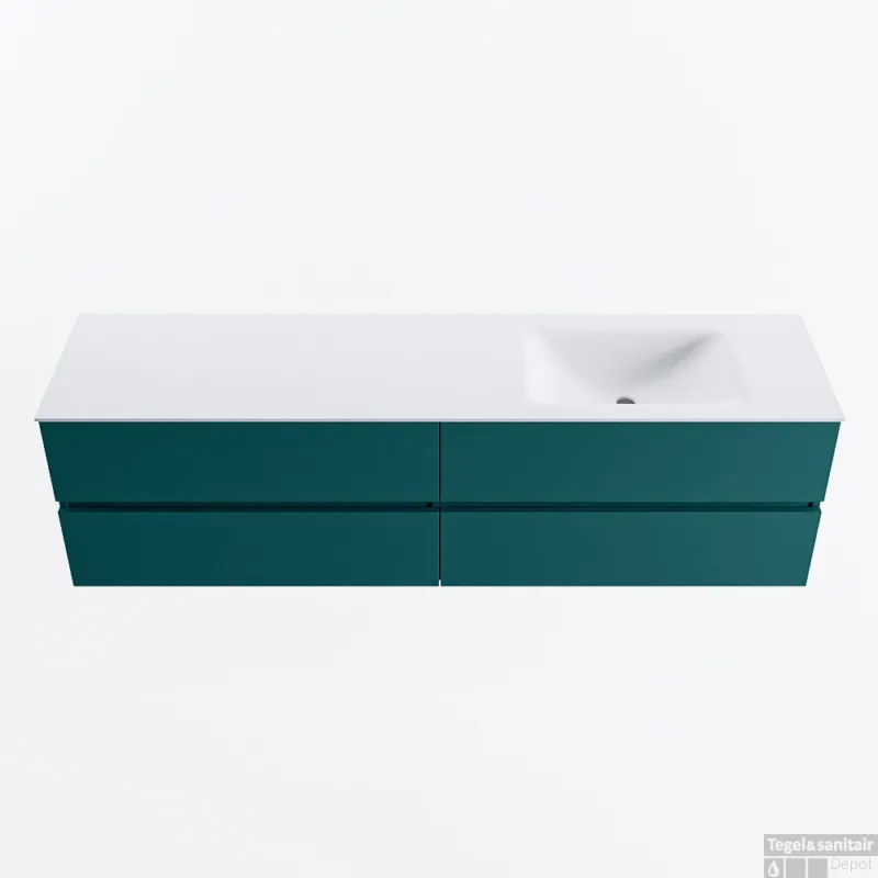 Must-Have MONDIAZ VICA 180cm badmeubel onderkast Smag 4 lades. Wastafel CLOUD rechts 1 kraangat, kleur Talc.
