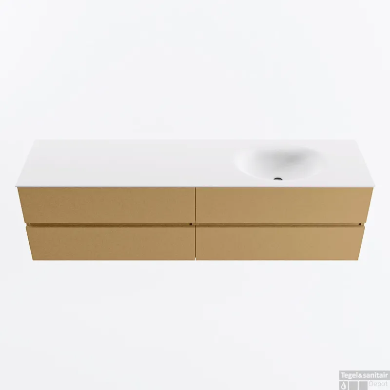MONDIAZ VICA 180cm badmeubel onderkast Oro 4 lades. Wastafel MOON rechts zonder kraangat, kleur Talc. Flitsaanbieding