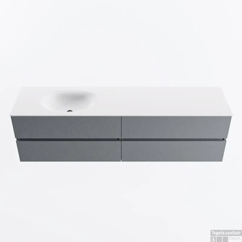 MONDIAZ VICA 180cm badmeubel onderkast Plata 4 lades. Wastafel MOON links zonder kraangat, kleur Talc. Express Levering