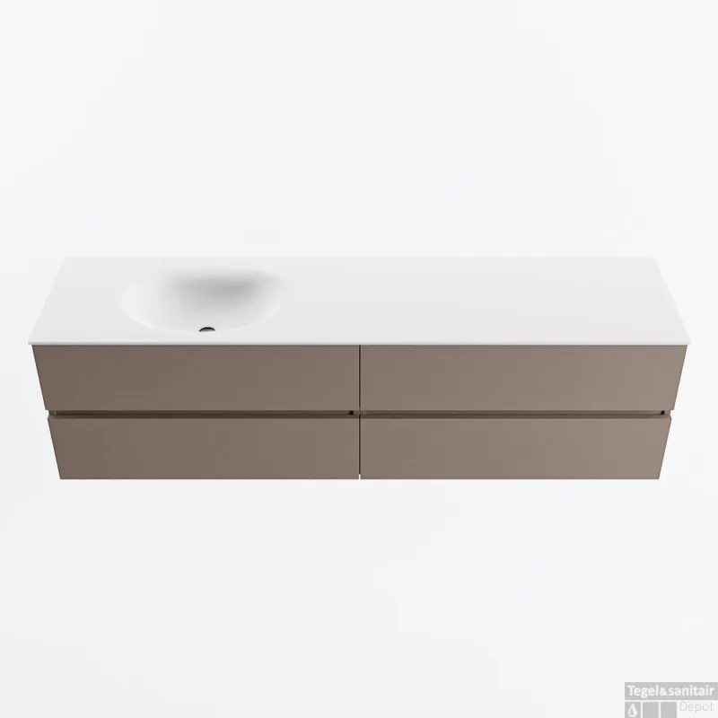 Shop Nu MONDIAZ VICA 180cm badmeubel onderkast Smoke 4 lades. Wastafel MOON links 1 kraangat, kleur Talc.