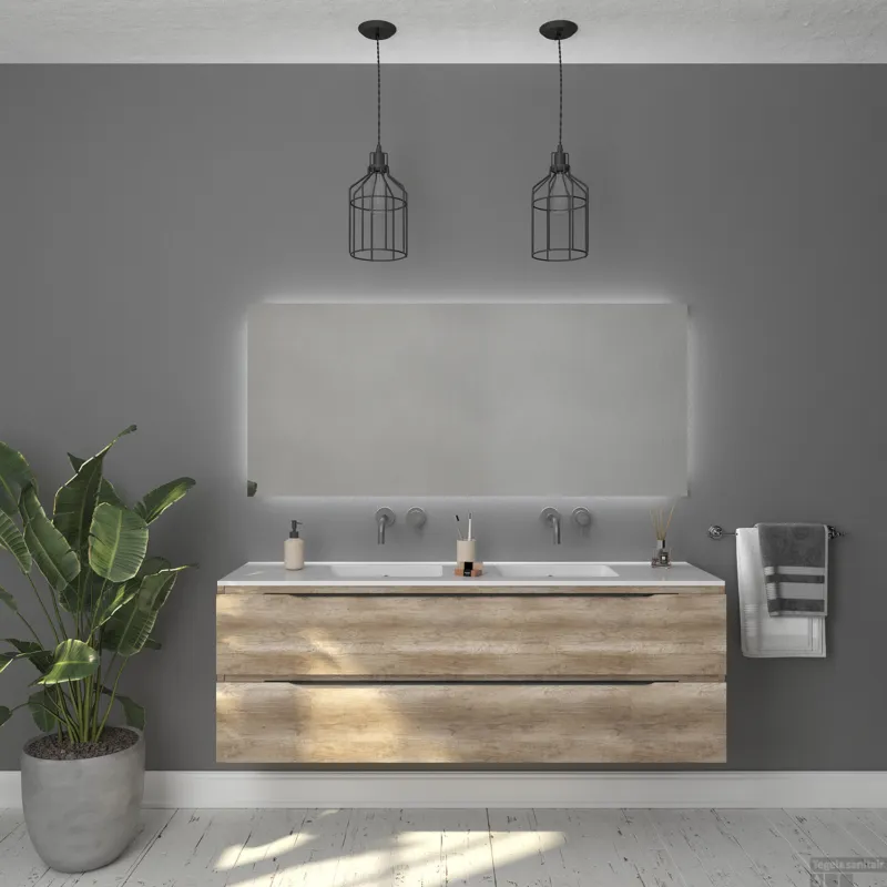 Betaalbaar Badkamermeubelset Gliss Design Hera Mat Zwart 200cm 4 Laden Oud Grijs Eiken (Keuze Wastafel)
