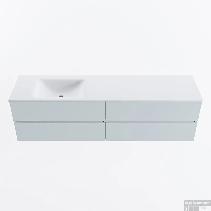 MONDIAZ VICA 180cm badmeubel onderkast Clay 4 lades. Wastafel CLOUD links 1 kraangat, kleur Talc. Speciale Aanbieding